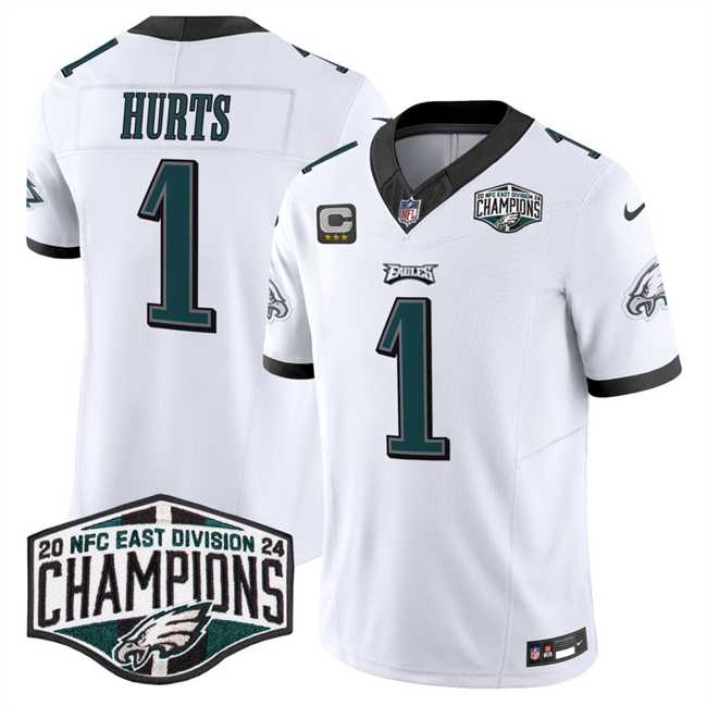 Men's Philadelphia Eagles #1 Jalen Hurts White 2024 NFC East Champions With 3-Star C Patch F.U.S.E. Vapor Untouchable Limited Stitched Jersey,We sell and wholesale Men's Philadelphia Eagles #1 Jalen Hurts White 2024 NFC East Champions With 3-Star C Patch F.U.S.E. Vapor Untouchable Limited Stitched Jersey on line form chian!